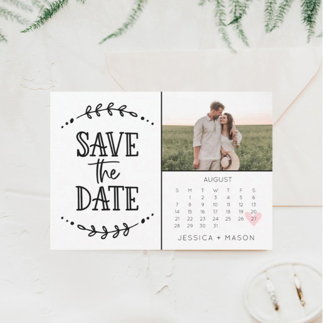 Save The Date Calendar Rustic Drawn Card (Creator Uploaded)