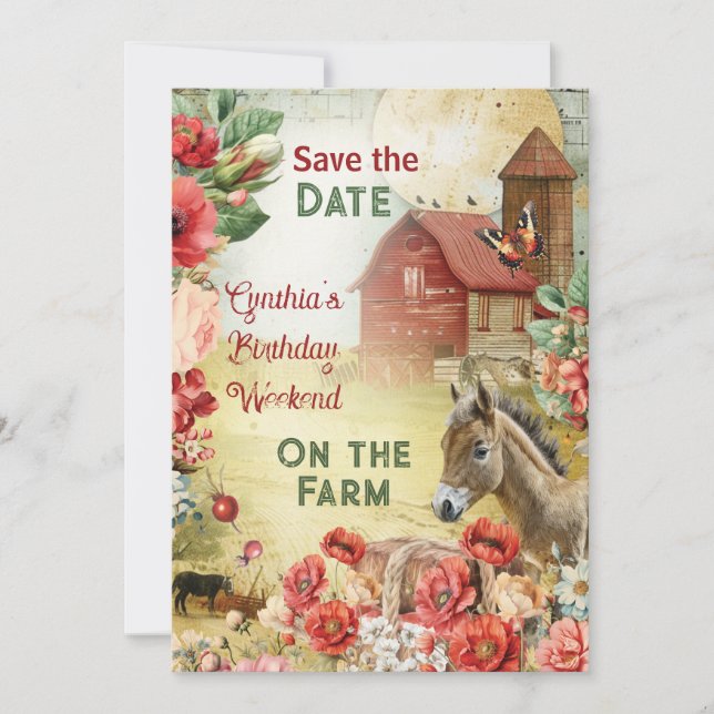 Save the Date Card Farm Theme (Front)