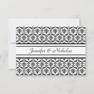 Save the Date Card in Stylish Black & White Damask
