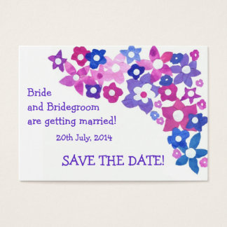 'Save the Date' Card, Pink and Blue Flowers