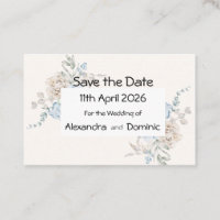 Save the Date card - pink and blue rose motif