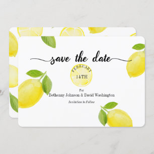 Save the Date Card Watercolor Lemons