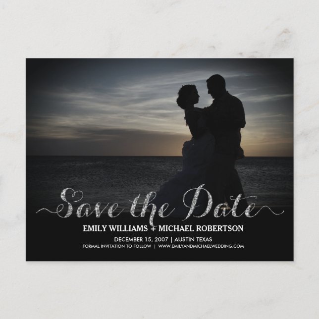 Save the date card with romantic couple (Front)