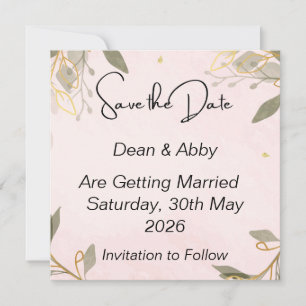Save The Date Cards with blush pink background