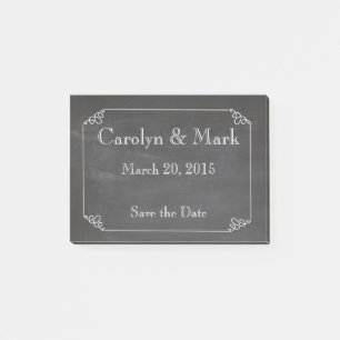 Save the Date, Chalkboard Rustic Vintage Wedding Post-it Notes