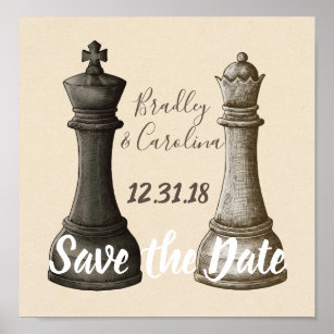 Save the Date Chess King Queen Poster