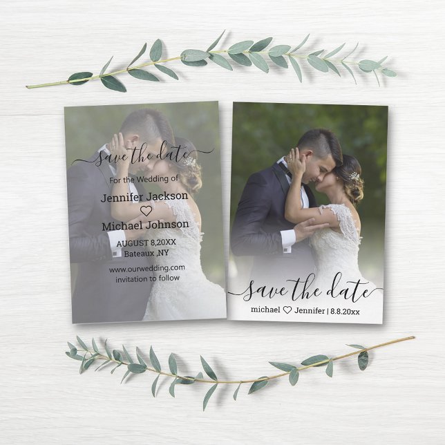 save the date chic calligraphy wedding photo   card (Creator Uploaded)