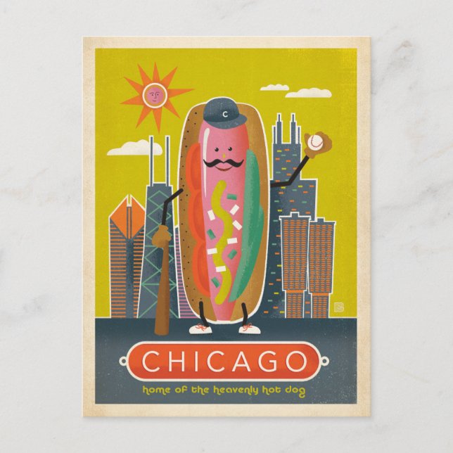 Save the Date | Chicago, IL - Hot Dog Announcement Postcard (Front)