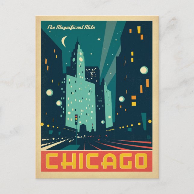 Save the Date | Chicago, IL The Magnificent Mile Announcement Postcard (Front)