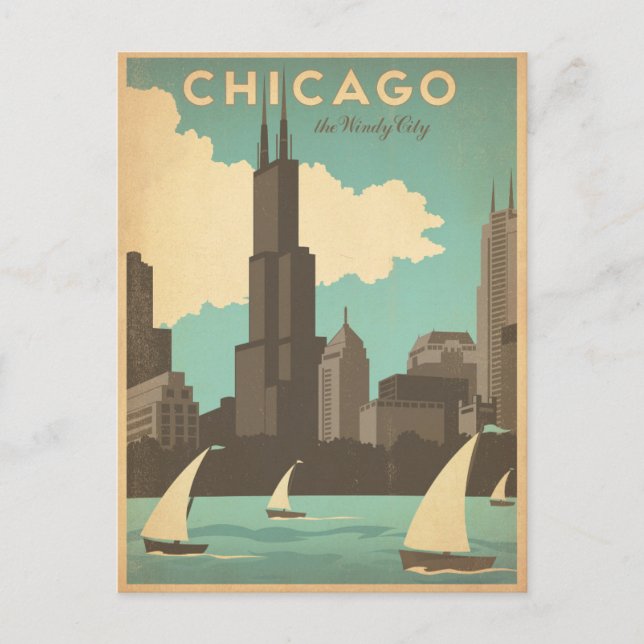 Save the Date | Chicago, IL - Windy City Announcement Postcard (Front)