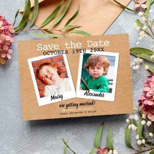 Save the Date Childhood Photos Fun Rustic Boho Invitation