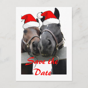 Save the Date/Christmas Horses Announcement Postcard