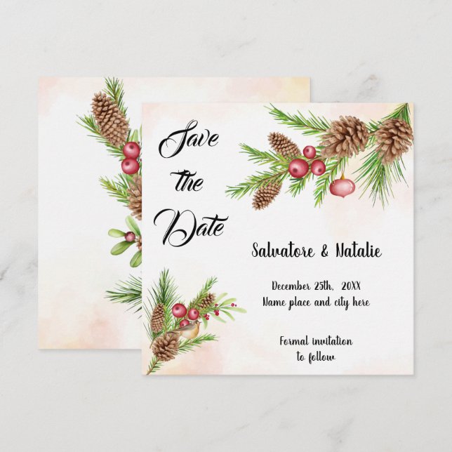 Save the Date Christmas Invitation (Front/Back)