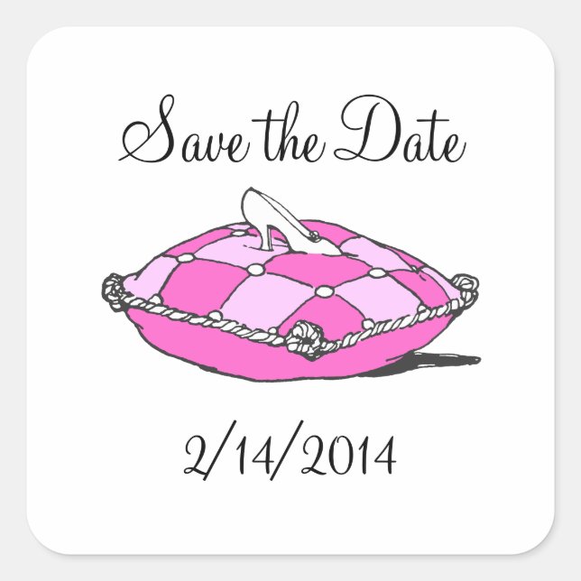 Save the Date Cinderella Princess Pink Sticker (Front)