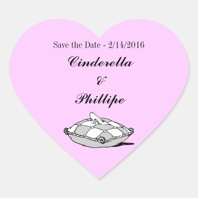 Save the Date Cinderella Slipper Heart Stickers (Front)