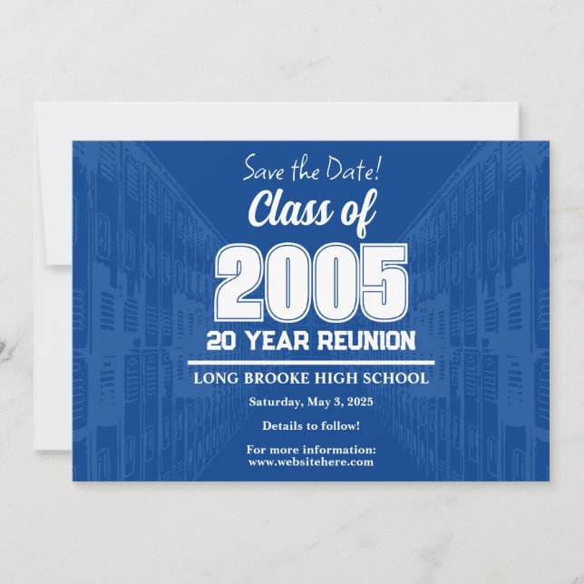 Save the Date Class of 2005 20 Year School Reunion Invitation (Front)