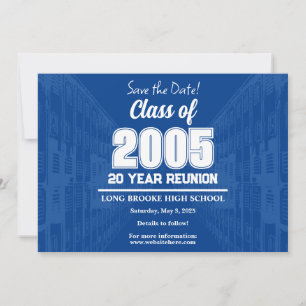 Save the Date Class of 2005 20 Year School Reunion Invitation