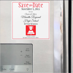 Save The Date Class Reunion Red Black Magnet