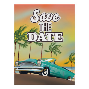 Save the Date Classic car Poster