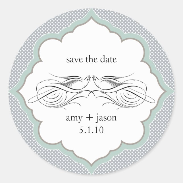 save the date classic round sticker (Front)