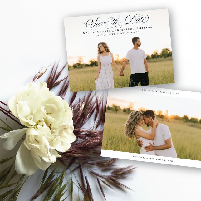 Save The Date Classic Script Full Bleed Wedding Announcement (Creator Uploaded)