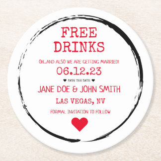 Save the Date Coaster (Red) 