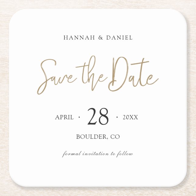 Save the Date Coaster with Modern Typography (Front)