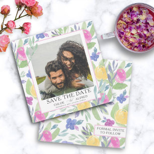 Save the Date  Colourful Watercolor Floral Wedding