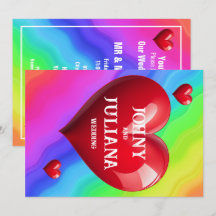 Save The Date Colourful Wedding Red Heart