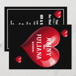 Save The Date Colourful Wedding Red Heart Invitation
