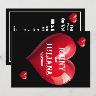 Save The Date Colourful Wedding Red Heart Invitation