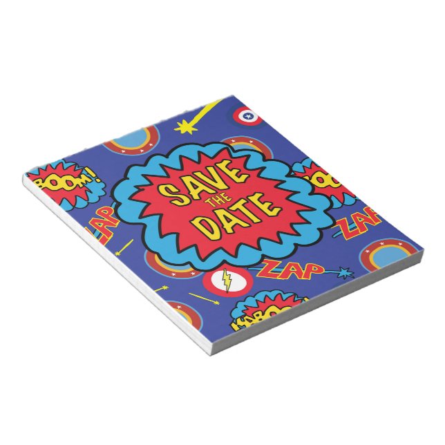 Save the Date Comic Heroes Notepad (Angled)