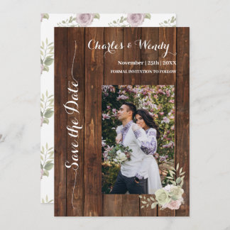 Save the Date Country Purple Roses Invitation