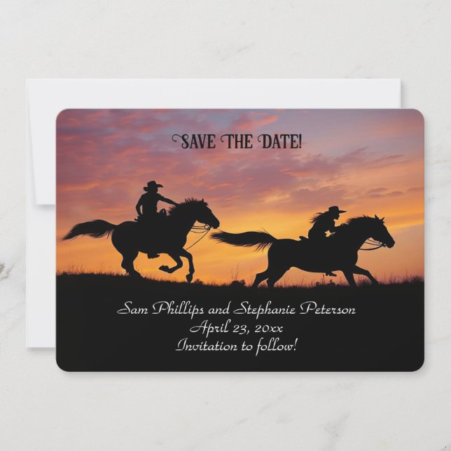 Save the Date Country Western Cowboy Cowgirl  Invitation (Front)