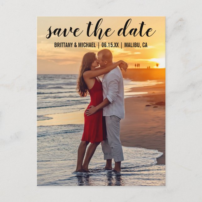 Save The Date Couple Photo Engagement Announce B Postcard (Front)