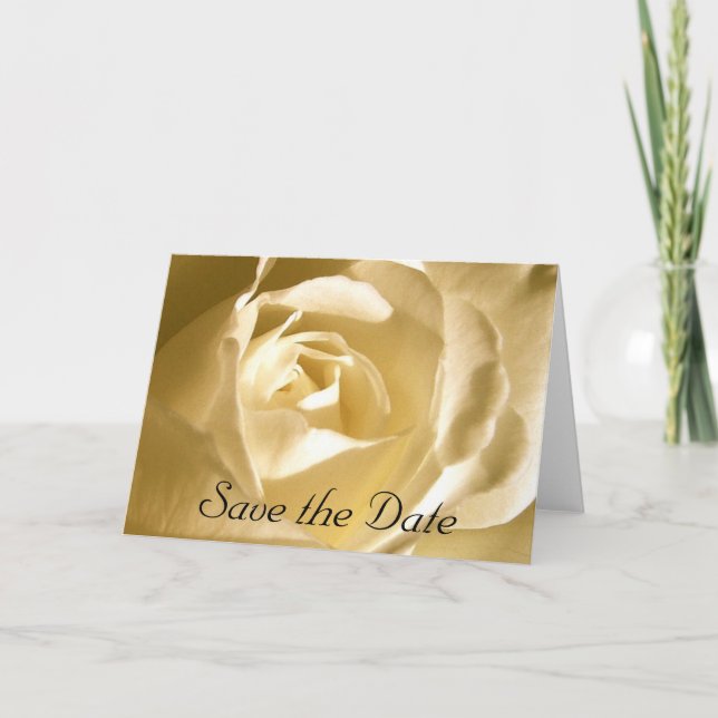 Save the Date Cream Rose Photo Announcement (Front)