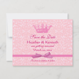 Save the Date Crown Pink Invitation