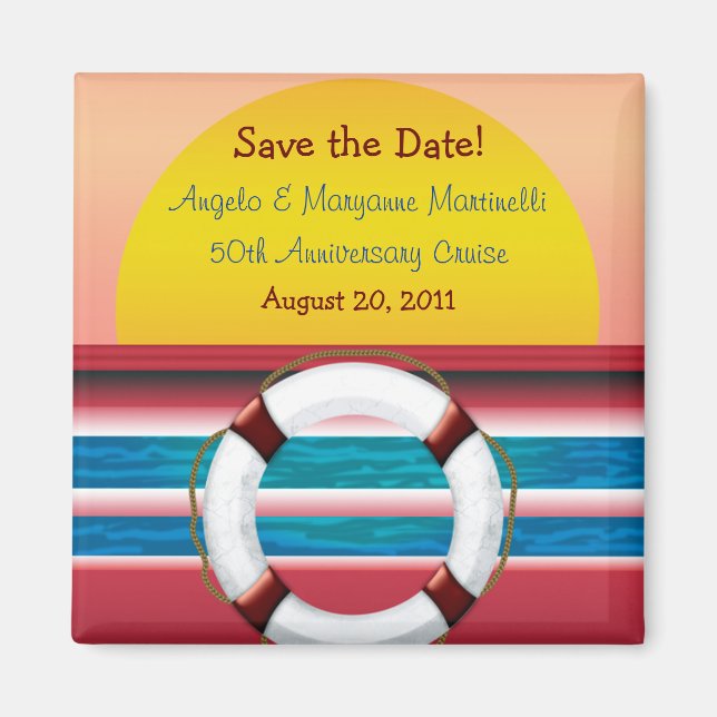 Save the Date Cruise Anniversary Magnet (Front)