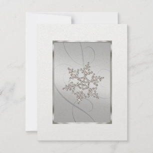 Save the Date Crystal Snow Flake Grey