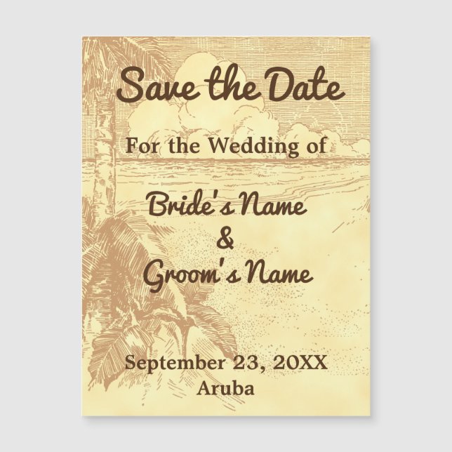 Save the Date Custom Beach Wedding Magnet Card (Front)