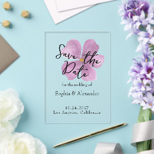 Save The Date - Custom Clear Acrylic Floral Card Invitations