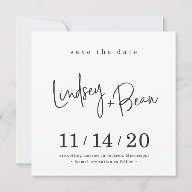 SAVE THE DATE custom design for Lindsey + Beau Invitation (Front)