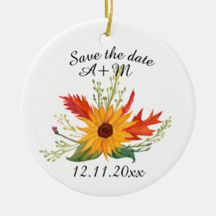 Save The date Custom Fall Art  Ornament
