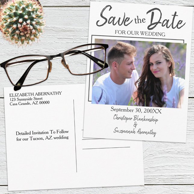  Save The Date Custom Photo Simple Marriage Announcement Postcard (Creator Uploaded)