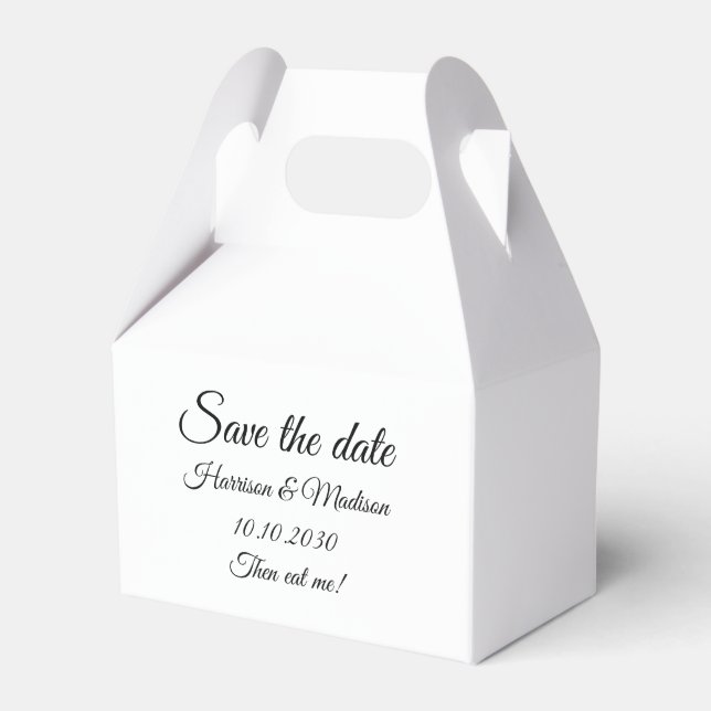 Save the Date custom script wedding announcement Favour Box (Front Side)