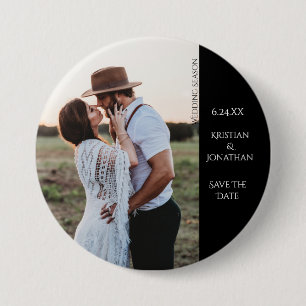 Save the Date Custom Wedding Message 3" Photo 7.5 Cm Round Badge