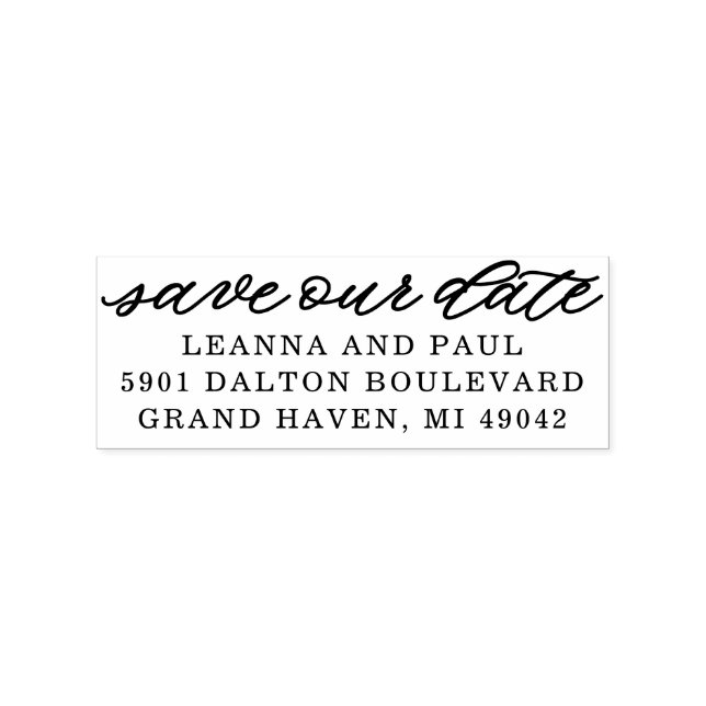 Save The Date Custom Wedding Return Address Rubber Stamp (Imprint)