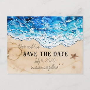 Save the Date customisable beach postcard