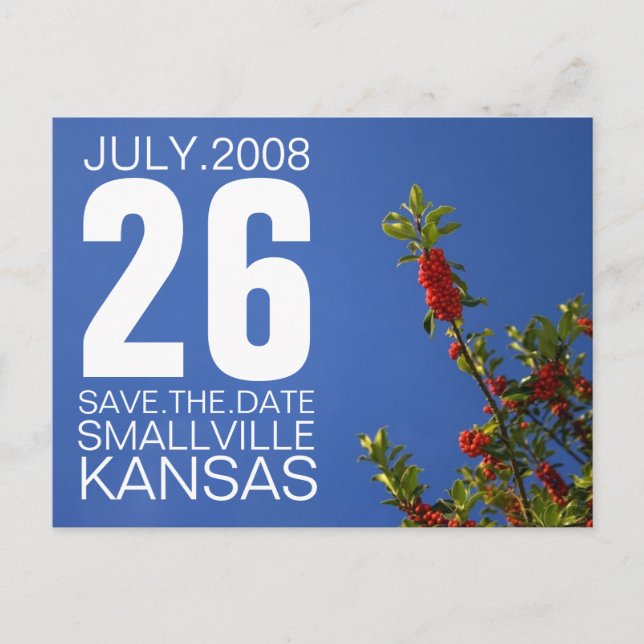 Save the Date Customisable Berry Announcement Postcard (Front)
