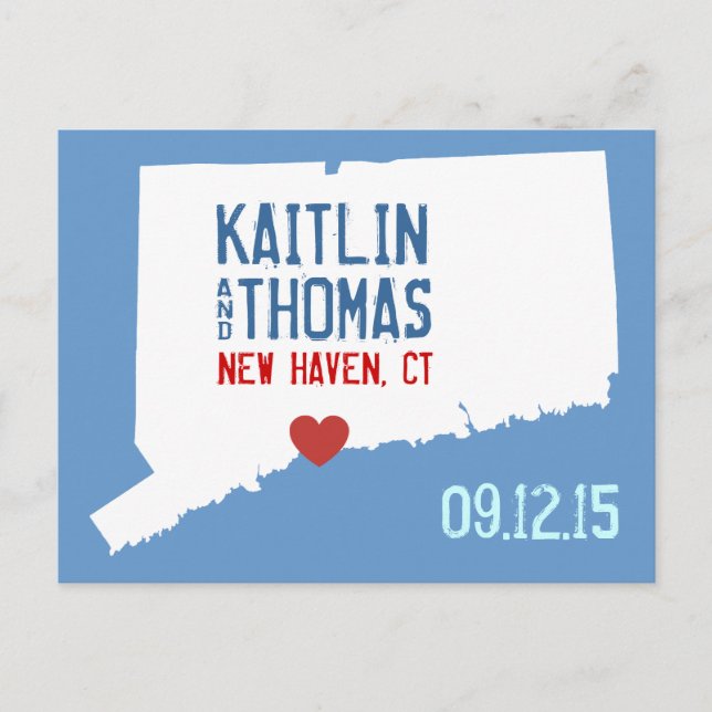 Save the Date - Customisable - Connecticut Announcement Postcard (Front)